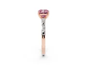 Fancy Pink Cushion Cut Diamond Solitaire Set in Rose gold with Side Baguettes and Channel Set Band