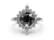 Round Cluster Halo Engagement Ring Setting for a Black Center | Platinum