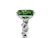 Fancy Green Radiant Cut Diamond Cluster Solitaire Ring Set in White gold with Prong Setting