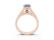 Oval Cathedral Channel Set Engagement Ring Setting for a Fancy Blue Lab-Grown Diamond | Double Claw Prongs | Rose Gold
