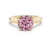 Round Tab Prong Solitaire Engagement Ring Setting for a Fancy Pink Lab-Grown Diamond | Yellow Gold
