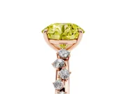Fancy Yellow Round Cut Diamond Cluster Solitaire Ring Set in Rose gold with Prong Setting