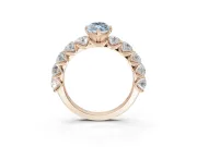 Marquise Side Stone Engagement Ring Setting for a Fancy Blue Lab-Grown Diamond | Scalloped Prong Accents | Rose Gold