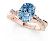 Oval Crossover Engagement Ring Setting for a Fancy Blue Lab-Grown Diamond | Rose Gold