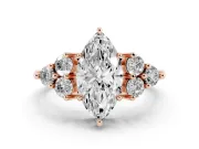 Marquise Cluster Side Stone Engagement Ring Setting | Plain Band | Rose Gold
