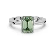 Emerald Cut Cathedral Engagement Ring Setting for a Fancy Green Lab-Grown Diamond | Sterling Silver - Design NV-24626