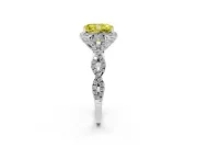 Radiant Cut Milgrain Halo Engagement Ring Setting for a Fancy Yellow Lab-Grown Diamond | Graduated Shoulders | Platinum