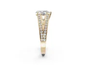Pear-Shaped Split Shank Pavé Engagement Ring Setting | Engraved Leaf Sides | Yellow Gold