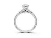 Radiant Cut Engraved Solitaire Engagement Ring Setting | Milgrain Edges | Sterling Silver