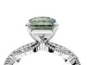 Radiant Cut Vintage Milgrain Engagement Ring Setting for a Fancy Green Lab-Grown Diamond | Graduated Stations | Platinum