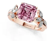 Asscher Cut Floral Vine Engagement Ring Setting for a Fancy Pink Lab-Grown Diamond | Rose Gold