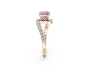 Cushion Cut Bypass Pavé Engagement Ring Setting for a Fancy Pink Lab-Grown Diamond | Rose Gold