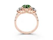 Round Three Stone Engagement Ring Setting for a Fancy Green Lab-Grown Diamond | Accented Shoulders | Rose Gold