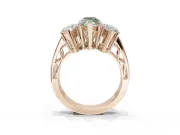 Marquise Three Stone Engagement Ring Setting for a Fancy Green Lab-Grown Diamond | Beaded Shoulders | Rose Gold