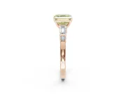 Asscher Cut Tapered Baguette Engagement Ring Setting for a Fancy Yellow Lab-Grown Diamond | Bar Set Sides | Rose Gold