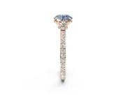 Round Pavé Engagement Ring Setting for a Fancy Blue Lab-Grown Diamond | Rose Gold - Design NV-24928
