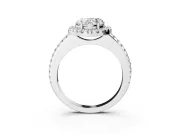 Heart-Shaped Pave Halo Engagement Ring Setting | Pave Band | White Gold
