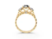 Fancy Black Marquise Cut Diamond Three-Stone Ring Set in Yellow gold with Braided Band