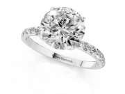 Round Pave Solitaire Engagement Ring Setting | Fine Line Pave Band | Sterling Silver