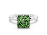 Princess Cut Engagement Ring Setting for a Fancy Green Lab-Grown Diamond | Hidden Halo | Platinum
