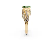 Pear-Shaped Bypass Pavé Engagement Ring Setting for a Fancy Green Lab-Grown Diamond | Graduated Pavé | Yellow Gold