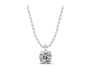 Round Lab-Grown Diamond Solitaire Pendant Necklace | Open Prong Head | White Gold