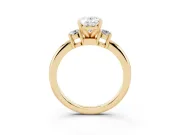 Oval Three Stone Engagement Ring Setting | Round Side Stones | Yellow Gold