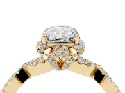 Radiant Cut Milgrain Halo Engagement Ring Setting | Graduated Shoulders | Yellow Gold