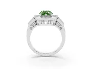 Fancy Green Pear Cut Diamond Milgrain Halo Ring Set in Silver with Split Shank