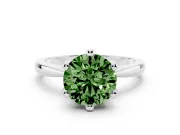 Round Tapered Solitaire Engagement Ring Setting for a Fancy Green Lab-Grown Diamond | Claw Prong Head | Platinum