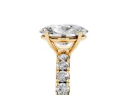Oval Pave Engagement Ring Setting | Shared Prong Band | Yellow Gold