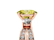 Oval Three-Stone Twist Engagement Ring Setting for a Fancy Yellow Lab-Grown Diamond | Rose Gold