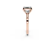 Emerald Cut Hidden Halo Three Stone Engagement Ring Setting | Pave Gallery | Rose Gold