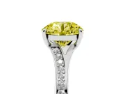 Round Pave Solitaire Engagement Ring Setting for a Fancy Yellow Lab-Grown Diamond | Sweeping Shoulders | White Gold
