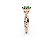 Fancy Green Oval Cut Diamond Twist Band Solitaire Set in Rose gold with Pavé Accents and Prong Setting