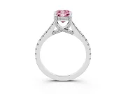 Cushion Cut Hidden Halo Pave Engagement Ring Setting for a Fancy Pink Lab-Grown Diamond | Claw Prongs | White Gold