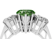 Heart-Shaped Three Stone Engagement Ring Setting for a Fancy Green Lab-Grown Diamond | Beaded Shoulders | Platinum