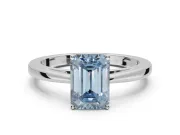 Emerald Cut Cathedral Solitaire Engagement Ring Setting for a Fancy Blue Lab-Grown Diamond | Open Shoulders | Platinum