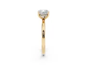 Cushion Cut Diamond Solitaire Engagement Ring Set in Yellow gold with Prong Setting and Polished Band