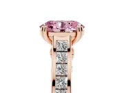 Oval Cathedral Channel Set Engagement Ring Setting for a Fancy Pink Lab-Grown Diamond | Double Claw Prongs | Rose Gold