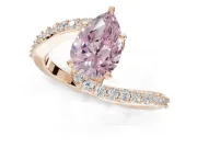 Pear-Shaped Bypass Pavé Engagement Ring Setting for a Fancy Pink Lab-Grown Diamond | Rose Gold