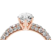 Marquise Multi Row Pave Solitaire Engagement Ring Setting | Domed Shoulders | Rose Gold
