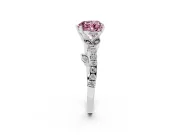 Heart-Shaped Leaf Pavé Engagement Ring Setting for a Fancy Pink Lab-Grown Diamond | Sterling Silver