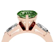 Heart-Shaped Three Stone Engagement Ring Setting for a Fancy Green Lab-Grown Diamond | Tapered Baguettes | Rose Gold