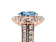 Oval Large Accent Halo Engagement Ring Setting for a Fancy Blue Lab-Grown Diamond | Rose Gold