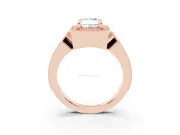 Radiant Cut Vintage Milgrain Halo Engagement Ring Setting | Open Loop Pave Shoulders | Rose Gold