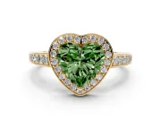 Heart-Shaped Framed Halo Engagement Ring Setting for a Fancy Green Lab-Grown Diamond | Yellow Gold