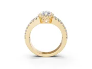 Marquise Halo Split Shank Engagement Ring Setting | Pavé Strands | Yellow Gold