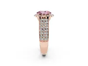 Fancy Pink Oval Cut Diamond Halo Ring Set in Rose gold with Pavé Band and Raised Center Setting
