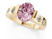 Oval Tension Style Engagement Ring Setting for a Fancy Pink Lab-Grown Diamond | Yellow Gold
